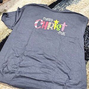 Merry CHRISTmas Colorful text on grey size XL Unisex NWT Eternal Light T-Shirt